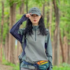 꽃소담 여성 봄가을 스판 등산티 루즈핏 반집업 운동복 스포츠 아웃도어 클 긴팔티셔츠 HZHF26A289