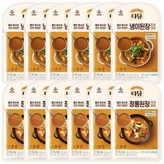 CJ 다담 바지락 순두부 냉이된장 정통된장 부대찌개 우렁강된장 청국장 찌개양념 140g (총12개), 냉이된장찌개140g 6개+정통된장찌개140g 6개