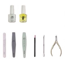 Ching co 青可 簡易基礎指甲保養包，居家防疫護理套組含教學影片, 1套裝, 軟化劑, 指緣油, 真甲磨棒, 海綿磨棒, 拋光磨棒, 石英棒, 鋼推, 甘皮剪