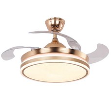 NORDIC FAN LAMP 吊扇燈，適用1.5-4.5坪空間，具備六檔風速與定時功能, 9501款 36寸金色三色變光+遙控+變頻