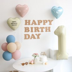 이벤트홀릭 크림 블루 풍선 생일파티용품세트(자유레터링), 1개, 숫자풍선 1