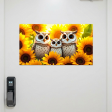 돈들어오는 부엉이 가족 해바라기 풍수 자석 액자 희희샵