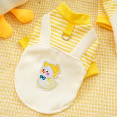 강아지 고양이 기모 후드티 리드줄 연결 스트라이프옷, XS (가슴 30cm 0.5-1.5kg), 427 두다리 노란 줄무늬 오리