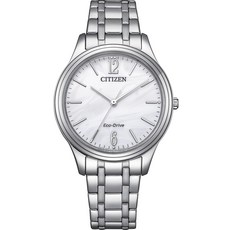 CITIZEN 星辰 光動能大三針時尚女錶 銀x白 34mm EM0411-71A