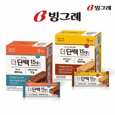 빙그레 더단백 프로틴바 크런치바 초코 9개입+피넛버터 9개입, 더단백 피넛버터바 9개+마일드바 9개, 초코바 9개+피넛버터바 9개