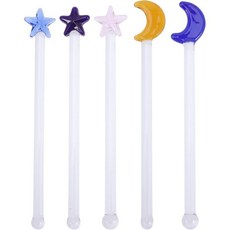 ULTECHNOVO 5pcs 유리 스와이즐 스틱 문 스털링 귀여운 음료 스털링 칵테일 음료 스털링 스틱 스털링 스푼 파티 카페 바 홈 바 홈 글라스 머그컵 장식 레스토랑 홈 바, ULTECHNOVO 5pcs 유리 스와이즐 스틱 문 스