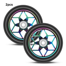 스쿠터 액세서리 110mm 스쿠터 휠 다채로운 PU 휠 두꺼운 스턴트 자동차 휠 베어링 포함 흰색 2 개, 스쿠터 110mm 휠 PU 두꺼운 스턴트 자동차 베어링