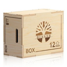 Plyo Box - 3-in-1 목재 플라이오메트릭 점프 플랫폼 (40.6cm x 30.5cm 20.3cm(16 12 8인치)) 홈 체육관 훈련용 점프 스쿼트 및 컨디셔닝에, 16" x 12" x 8"