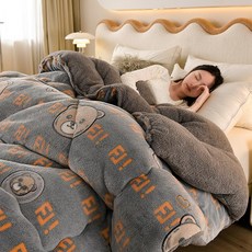 극세사이불 SS 극세사 겨울 이불 차렵이불 소파커버, 알파벳 곰