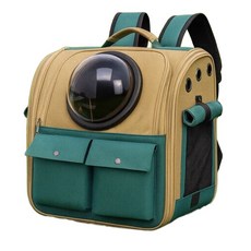 솜솜스퀘어 강아지 고양이 반려동물 이동 백팩, 1개, 브라운&그린