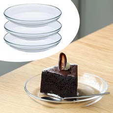 아데리아 플레인 유리 접시 투명 디저트 플레이트, 3개, 클리어
