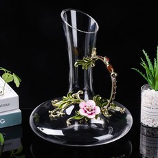 （能雕刻Logo）1500ML水晶玻璃醒酒器，琺琅彩工藝，大容量分酒器，分酒壺，紅酒酒具, 1個, A（10）