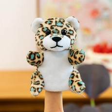 卡通動物系列 指偶毛絨玩具 親子互動 角色手指玩偶 兒童早教故事 禮物, 1個, 豹子,9cm