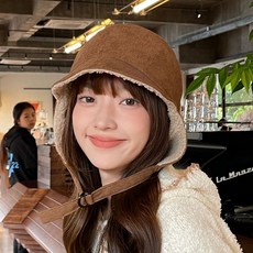 [투크] 코듀로이 양면 뽀글이 방한 귀달이모자, 브라운