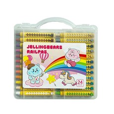 젤링베어즈 손에묻지않는 레일홀더 크레파스, 10개, 24색, 핑크