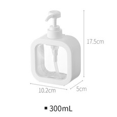 按壓瓶 分裝瓶 乳液洗髮精沐浴乳透明空瓶, 300ML-白色