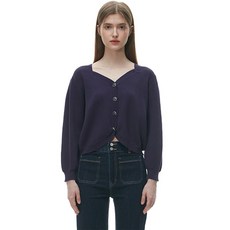 플라스틱아일랜드 하트넥 장식단추 니트 가디건 PP3KG861