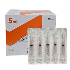한국백신 일회용 주사기 5cc 23g 100p 멸균 개별포장 의료용 바늘, 100개, KOVAX-SYRINGE 5mL 23G 1
