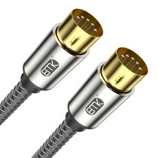 EMK 프리미엄 5핀 MIDI 케이블 1개 4피트/1.2미터 - 나일론 브레이드 내구성 있는 MIDI-미디 키보드 신디사이저 기타 페달 샘플러 오디오 인터페이스 믹서용 골드 플, 5핀 MIDI 케이블 1개 1.2미터