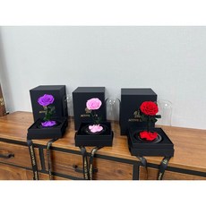 花藝夢 永生玫瑰玻璃花盅禮盒 情人節禮物 小王子玫瑰 永生花玻璃盅 精美禮品, 紅色