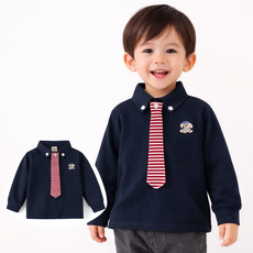 유아 남아 아동 긴팔 셔츠 넥타이 일체형 스트라이프 프렙룩 키즈 남방