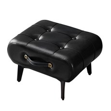 UB 가죽 슈즈 스툴 핸들 받침대 보조의자 인테리어 가구 발받침대 풋레스트, 1개, 블랙