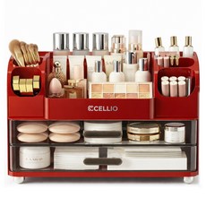 셀리오 대용량 화장품 정리함, 1개, 루비 레드