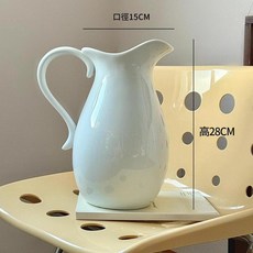 簡約輕奢陶瓷花瓶 高28cm 口徑15cm, 美式白色奶壺 28X15cm