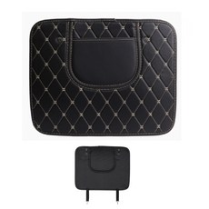 자동차 뒷자석 시트 오염방지 발자국 커버 인조 가죽 킥매트, 블랙, 1개