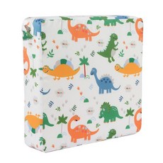 Baby童衣 兒童餐椅增高墊 寶寶高密度海綿坐墊 兒童增高椅墊 防滑餐椅墊 科技布防潑水椅墊 88010, 【四綁帶款】白底恐龍