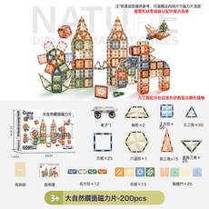 童年無限大自然色磁力片益智玩具立體彩窗磁力片生日禮物, 1個, 5*5大自然鑽面磁力片200:如圖