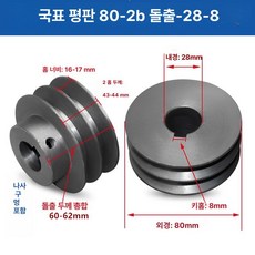 V벨트풀리 타이밍풀리 국가표준 보어 발전기 시브 부품, 80-2B 돌출대-28-8, 기본 모델명/품번