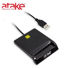 Atake ATM 智慧晶片卡讀卡機 SCR-001 網路銀行 報稅 轉帳, 1個, 黑色, 黑色