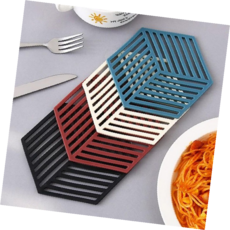 실리콘받침 다용도 주방용품 미끄럼 방지 고급 내열 안전 디자인 수납 편리한 사용, 1개, 4멀티코스터-블랙