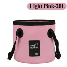 12/20L 휴대용 접이식 양동이 낚시 캠핑 물 저장 용기 야외 여행 물통, Light Pink-20L, 1개