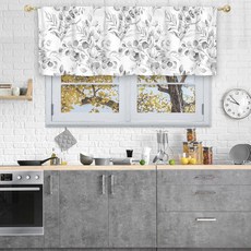 [ 1133705 ] 미토빌라 플랜트 잎 주방 커튼 99.1cm(39인치) 길이 작은 창문 카페 스토어 욕실 거실용 그레이 짧은 커튼 현대적이고 우아한 로드 포켓 드레이프