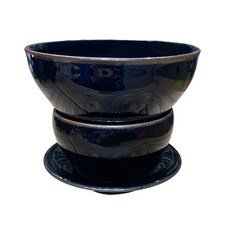 연잎찻잔 석고몰드 도자기찻잔 몰드 석고틀, 블랙 골드 대형 그릇+받침 약간의 결함, 200ml~400ml