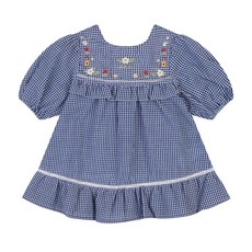 해피랜드 중계점 # 25년 S/S 신상품 앞가슴 꽃자수 패턴 볼륨감 있는 소매가 여아스런 체크 원피스