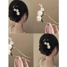 [올림머리 필수템] 옥비녀 U핀 헤어집게핀 반묶음머리, 3. 백자 진주 U자비녀