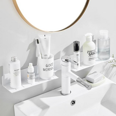 백지생활 접착식 무타공 욕실선반 알류미늄, 1개