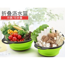 mamabao 摺疊瀝水籃 蔬果瀝水籃 廚房收納, 1個, 方形大號(顏色隨機)