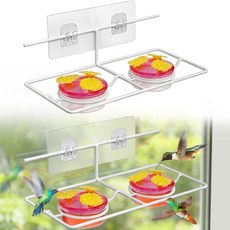 야외 창문 벌새 피더: 창문용 미니 벌새 모이통 - 2팩 금속 베이스 및 12개의 수유 포트가 있는 작은 벌새 꿀 피더 세척 및 리필이 쉬움 엄마 아빠를 위한 선물, Hummingbird Feeder 2oz, 2 Set,