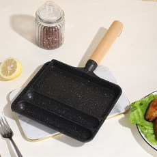 廚房早餐多功能方形不沾鍋 麥飯石煎鍋煎蛋煎香腸, 1個, 黑色