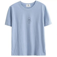TIN T-shirt 短袖上衣 NO LOOK 印花圖案, 1個, 藍色,XL【※請參考尺寸表】