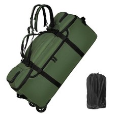 Mfinesun 바퀴가 달린 롤링 더플 백 80L 78.7cm(31인치) 대형 접이식 여행용 내구성 찢어짐 방지 튼튼한 수하물 가방 초록색.