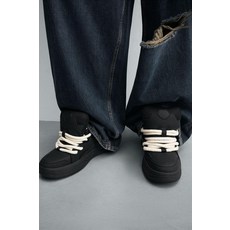 ZARA 자라 남성 포멀 슈즈 레더 스니커즈 로프 레이스 스케이트 트레이너 - 블랙 180288