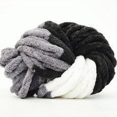 왕모찌 수예 손뜨개 실 라인 소프트 포근 촉감놀이 집순이 만들기 자이언트얀 대바늘, 흑백회색, 1개