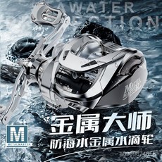 金屬大師塗漆水滴輪防海水微物打黑遠投魚漁輪竿專用, 金屬大師高配款加100米PE線,右手搖輪