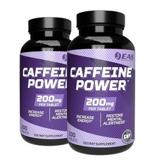 EAS 카페인 파워 | 알약 보충제 에너지 증가 및 정신 경고 회복 글루텐 프리 GMO 채식주의자 친화적 (2팩), 100개(2팩), 100정
