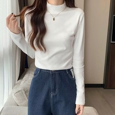 투니스 여성 반폴라 단색 긴소매 티셔츠